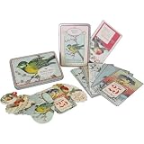 Cavallini Holiday Birds Set: 36 gift tags and 12 glitter postcards in keepsake tins