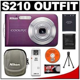 Nikon Coolpix S210 8-Megapixel Digital Camera (Plum) with 3x Optical Zoom + EN-EL10... by Nikon