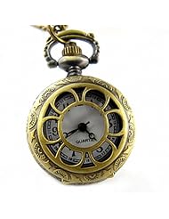 Youyoupifa Wholesale 5pcs/lot Unique Retro Design Bronze Openwork Cover Half Hunter Design Quartz Pocket Watch NBW0PF7115-CO3