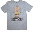 Junk Food Peanuts Charlie Brown Why Me? Gray T-shirt Tee