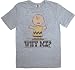 Junk Food Peanuts Charlie Brown Why Me? Gray T-shirt Tee