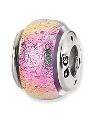 Sterling Silver s Pink Dichroic Glass Bead by Reflection Beads, Best Quality Free Gift Box Satisfaction Guaranteed