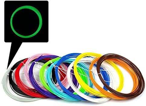 Vanka 3D PEN Filament Fun Pack 12 Different Colors with 1 Glow In The Dark Sufficient Weigh 25g/pcs 32.8 Feet ABS 1.75mm 3d Print Ink for 3d Printer Pen / 3D Drawing Pen Pack of 12 PCS