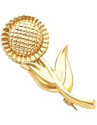 14K Yellow Gold Sunflower Brooch -- LIFETIME WARRANTY