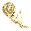 14K Yellow Gold Sunflower Brooch