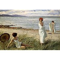 After the Swim at Hornbaek Beach, Denmark by Paul Fischer - 18'W x 12'H - Peel and Stick Wall Decal by Wallmonkeys