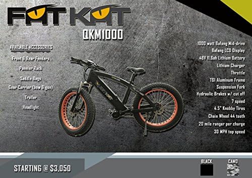 FATKAT - 1000w - E-BIKE - BLACK (Suspension Front Fork)