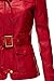Belted Babydoll Faux Leather Trenchy Coat Jackets,065-Red,Large