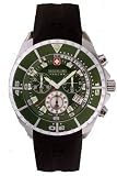 Swiss Military 06-4096-04-006 Mens Sealander Rubber Strap Green Dial Green Rotating Bezel 200m Dive Watch.