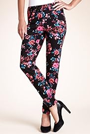 Rose Print Denim Jeggings