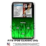 iPod Classic Skin - Fire Flames Green WraptorSkinz TM Kit by TuneTattooz TM