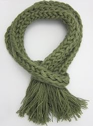 Handmade Scarf in Artisan Pure Mohair Yarn - Soothing Olive Green (100% Braided by Hand)