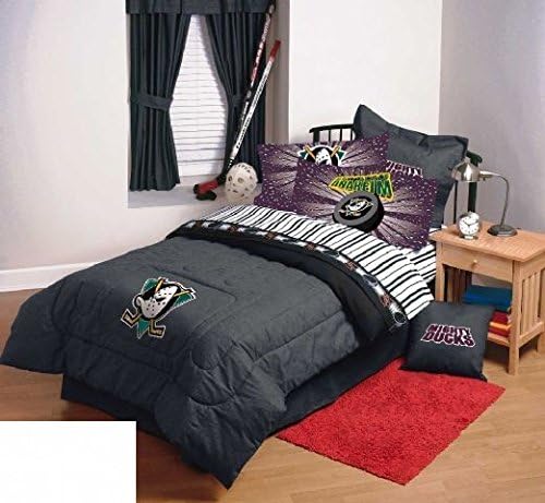 Anaheim Ducks Bedding - NHL Comforter and Sheet Set Combo (Size: Full - 76" x 86")