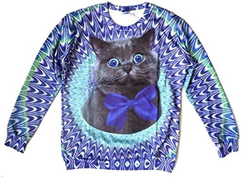 Unisex Sweater Cat Galaxy Blue Universe Nebula Pullover Sweatshirt T Shirts (XS)