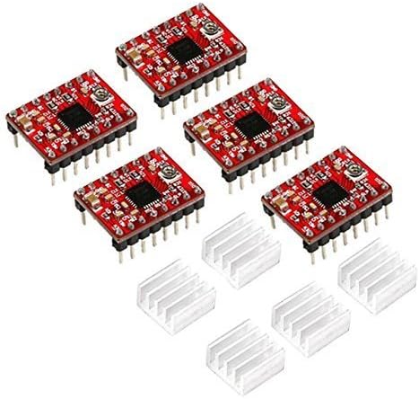 5 Pcs A4988 Stepstick Stepper Motor Driver Module + Heat Sink for 3d Printer Reprap