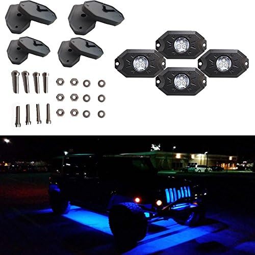 LED Rock Light with 4 pods lights Bluetooth RGB Controller Under Vehicle Cars Interior and Exterior - Waterproof Shockproof
