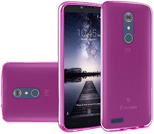 Hot Pink ZTE ZMAX Pro ZTE Case, CRYSTAL Transparent Frosted Gel [TPU CANDY] Cover [SLIM] Bumper W/ Screen Protector Bundle for ZTE ZMAX Pro ZTE / ZMAX Pro ZTE