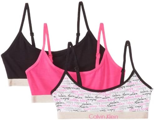 Calvin Klein Underwear Girls 7-16 Ck 3 Pack Fashion Crop Bras