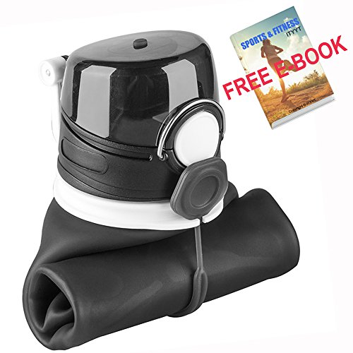 ITYYT Silicone Collapsible Water Bottle 26oz BPA Free for Sports & Outdoors (Smoky Gray)