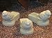 BIRD POT FEET 4.5" Set of 3 WEATHERED GREEN - Cast Cement OUTDOOR Planter Spacers Flower Pot Raisers
