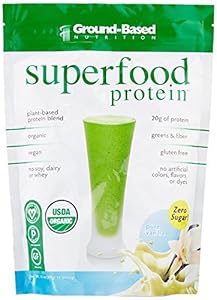 Ground-Based Nutrition Organic Superfood Protein, Pure Vanilla, 14 Serving Bag, 14.1 Oz