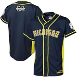 NCAA Michigan Wolverines Youth Fielder Baseball Full Button Jersey - Navy Blue (Medium)