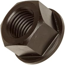 Grade 2 Low Carbon Steel Flange Nut, Zinc Plated Finish, UNF 2B Threads, 1-1/8"-7 Thread Size, 3/8" Width Across Flats
