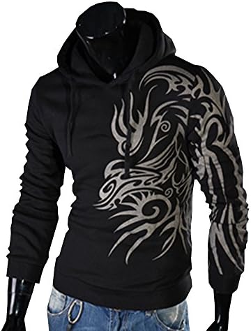 Men's Jersy Fleece Hood Sweatshirt Cosplay Floral Coat Jacket Black