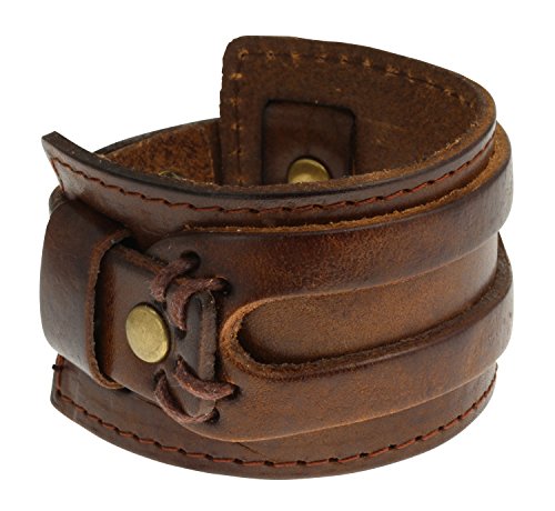 Authentic regetta jewelry wide leather casual mens brown cuff ban…
