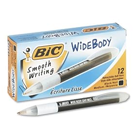 BIC Wide Body Retractable Ballpoint Pen, Medium Point, 0.80 mm, Frosted Barrel, Black Ink (SCWB11-BK), 12-Count