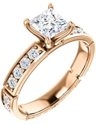 14K Rose Gold Princess Cut Diamond Ring -- LIFETIME WARRANTY