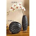 Deko-Vase "Wellenstruktur", hoch Holz in dunklem Braunton,