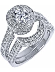 IGI Ceritified 2.47 Carat D Color SI-2 Clarity Natural Round Good Cut Diamond Halo Set Design Engagement Ring Matching Wedding Band Bridal Set 18k White Gold