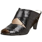 ALL BLACK Cutout Snake Skin Mule