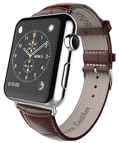 Apple Watch Strap Band - E LV Apple Watch 42MM - Strap Band High Quality Premium Strap Band Accessories for Apple Watch 42MM with [ADAPTER] to install - CROCODILE BROWN