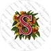 2.25 inch Large Round Lapel Pin Badge Victorian Letters S