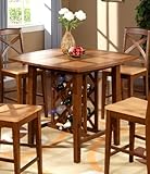 Parawood Furniture Napoli Collection Counter Heigh Table With Wine Rack