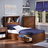 Twin Size Mates Bed with Storage Headboard in Classic Cherry Finish