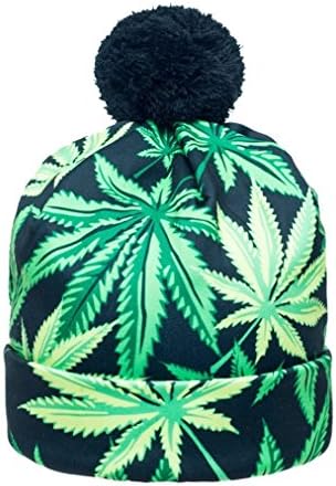 CHIC Women Men Winter Green Leaf Print Beanies Cap Hip Hop Sports Hat