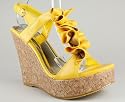 RUFFLED T-STRAP WEDGE