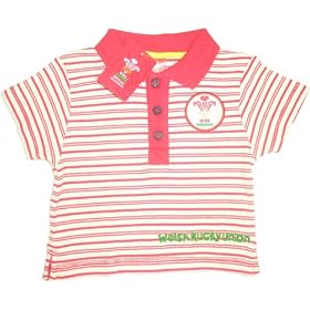Welsh Rugby Union Short Sleeve Polo Shirt (Red/Yellow and White,18 to 23 months)