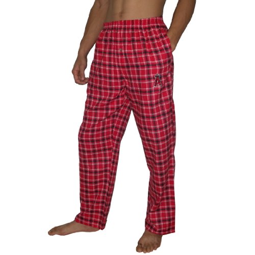 Mens MLB Los Angeles Angels Plaid Cotton Thermal Sleepwear / Pajama Pants - Red (Size: M)