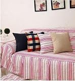 Vintage style pink stripe thick cotton sofa cover SC-29,two seats sofa
