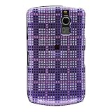NEW! Premium Luxurious Designer Hard Diamond Glitter Crystal Snap-on Case for Blackberry Curve 8330, 8300, 8310 Case - Purple Silver Checkers