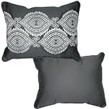 Amy Butler Bucharest Constanta Embroidered Decorator Boudoir Pillow - Charcoal Grey