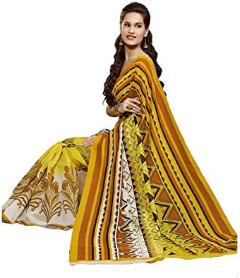 Stylowoman Cotton Saree with Unstitched blouse, Indian Bollywood Sari Wedding Dress