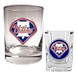Philadelphia Phillies MLB Rocks Glass & Square Shot Glass Set - Primary Logo by Great American Products