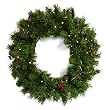 24" Pre-Lit Battery Operated LED Lighted Dew Berry Artificial Christmas Wreath