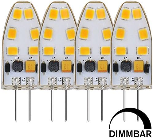 ACCKA 4-PACK G4 Mini 3W LED Warm White Dimmable Equivalent to 10W-20W Halogen Bulb 2700K-3000K Omni Directional Lighting Light Lamp Energy Saving AC DC 12V 24V