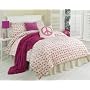 Thro Ltd. Floral Peace Sign Collection Twin Comforter Set, Pink/Antique White